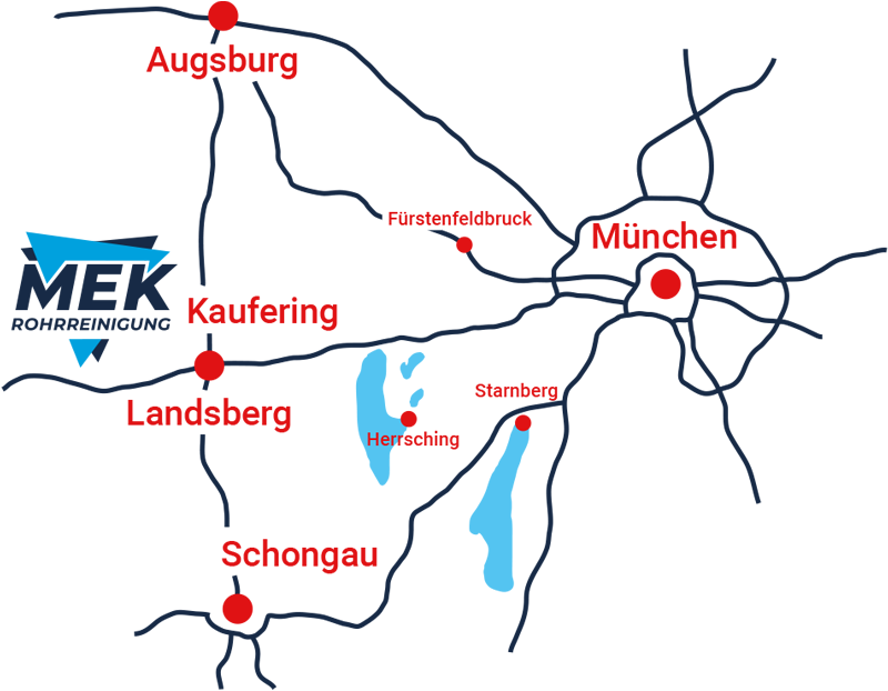 Rohrreinigung in der Region Schongau, Landsberg am Lech und München.